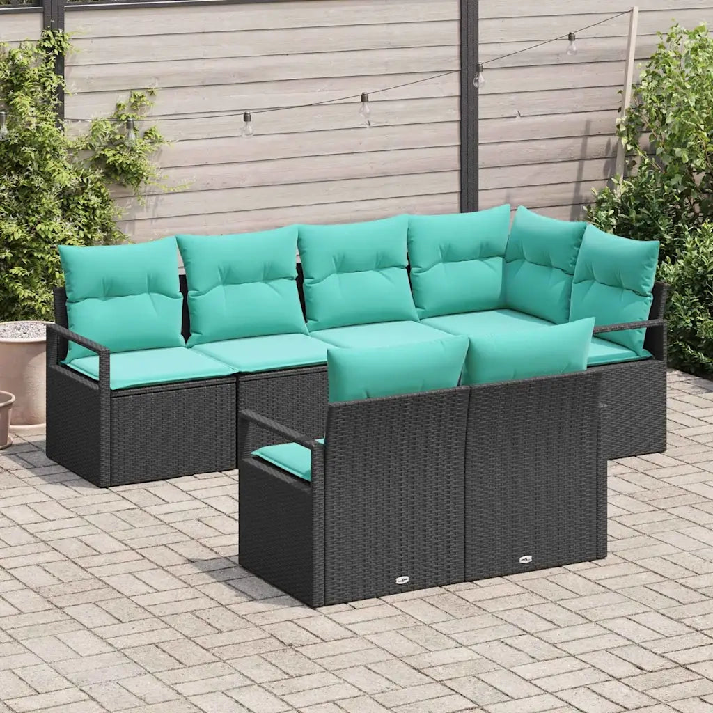 Set di divani 7 pcs Nero polyrattan 3346426