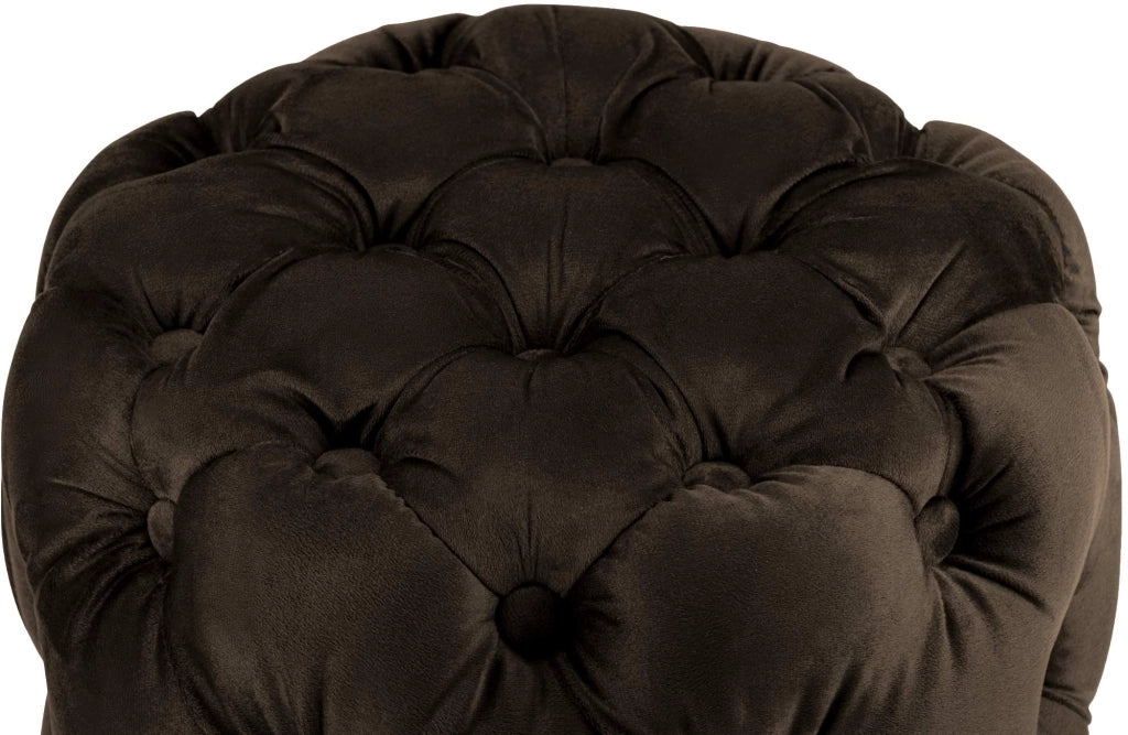 Pouf Drancy in velluto trapuntato marrone scuro,M