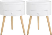 Set di 2 Comodini da Notte con Prese - Comodino/Biblioteca - Per Camera da Letto & Salotto - MDF e Legno - Bianco - 38x38x50 cm