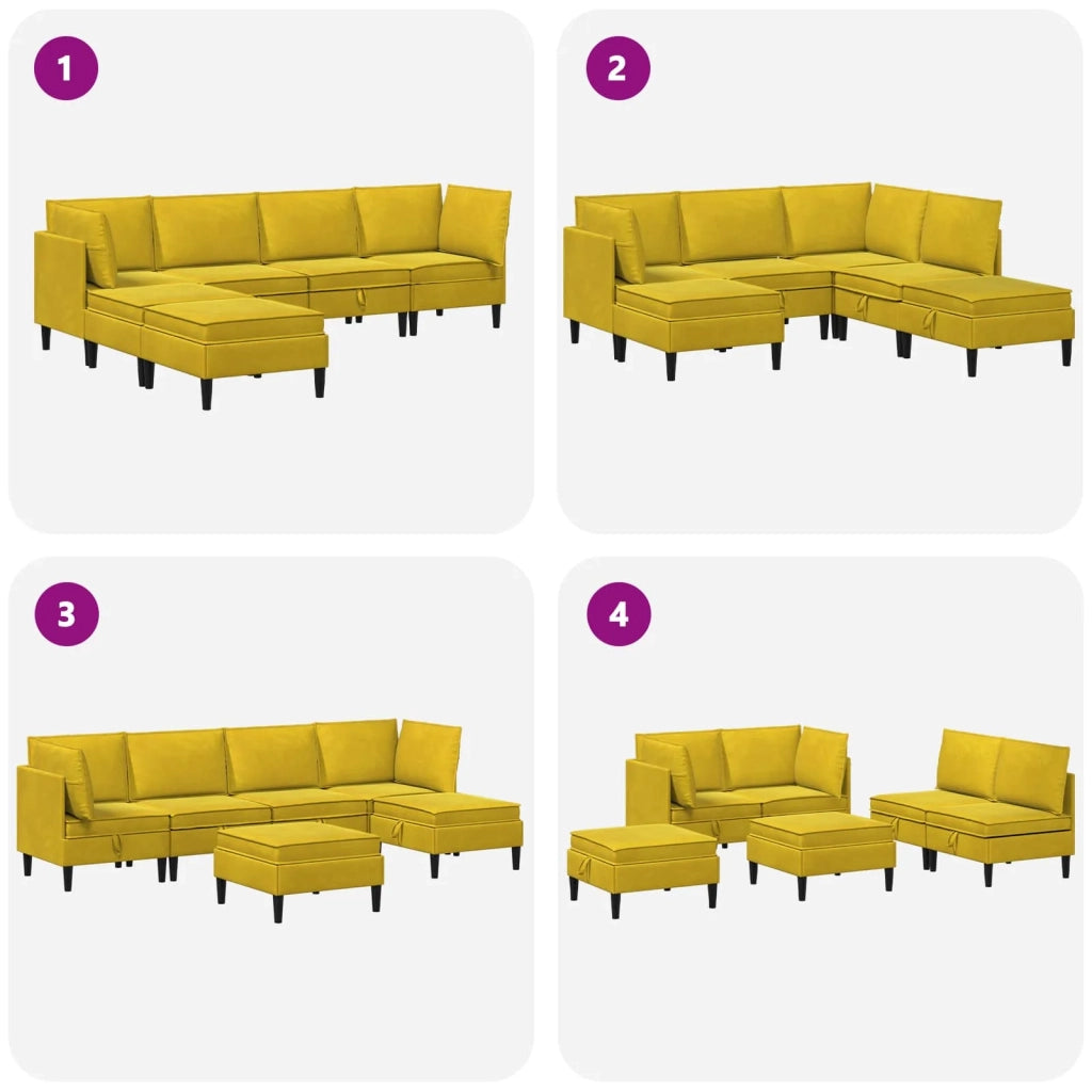 Set di mobili per il soggiorno con cuscino 6 pcs Giallo Velluto 3413762