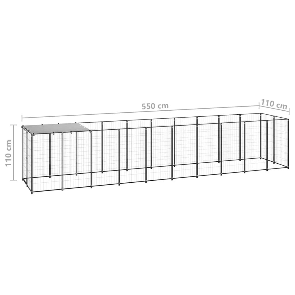 Recinto per animali da esterno per cani 6,05 m² 110 cm acciaio nero 02_0000546