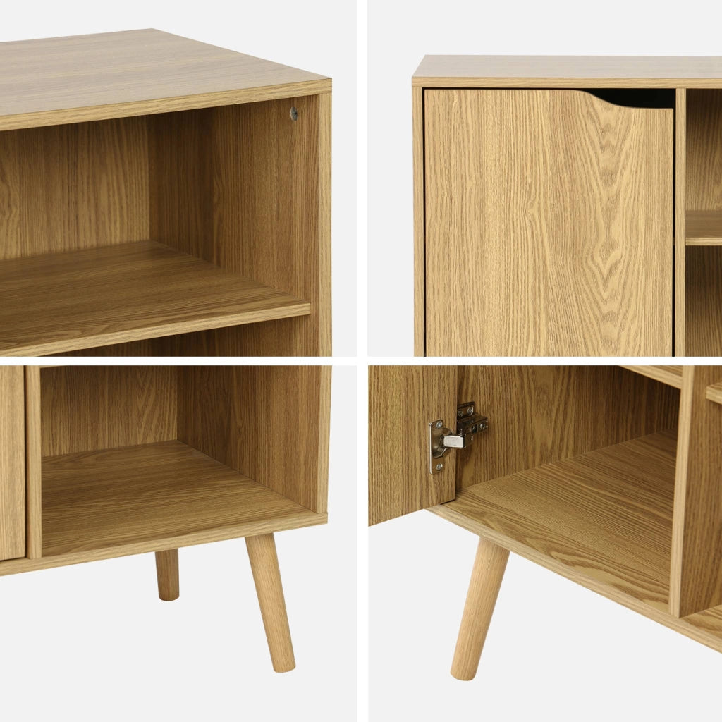 Credenza effetto noce 1 anta, 2 ripiani, 80cm, effetto frassino