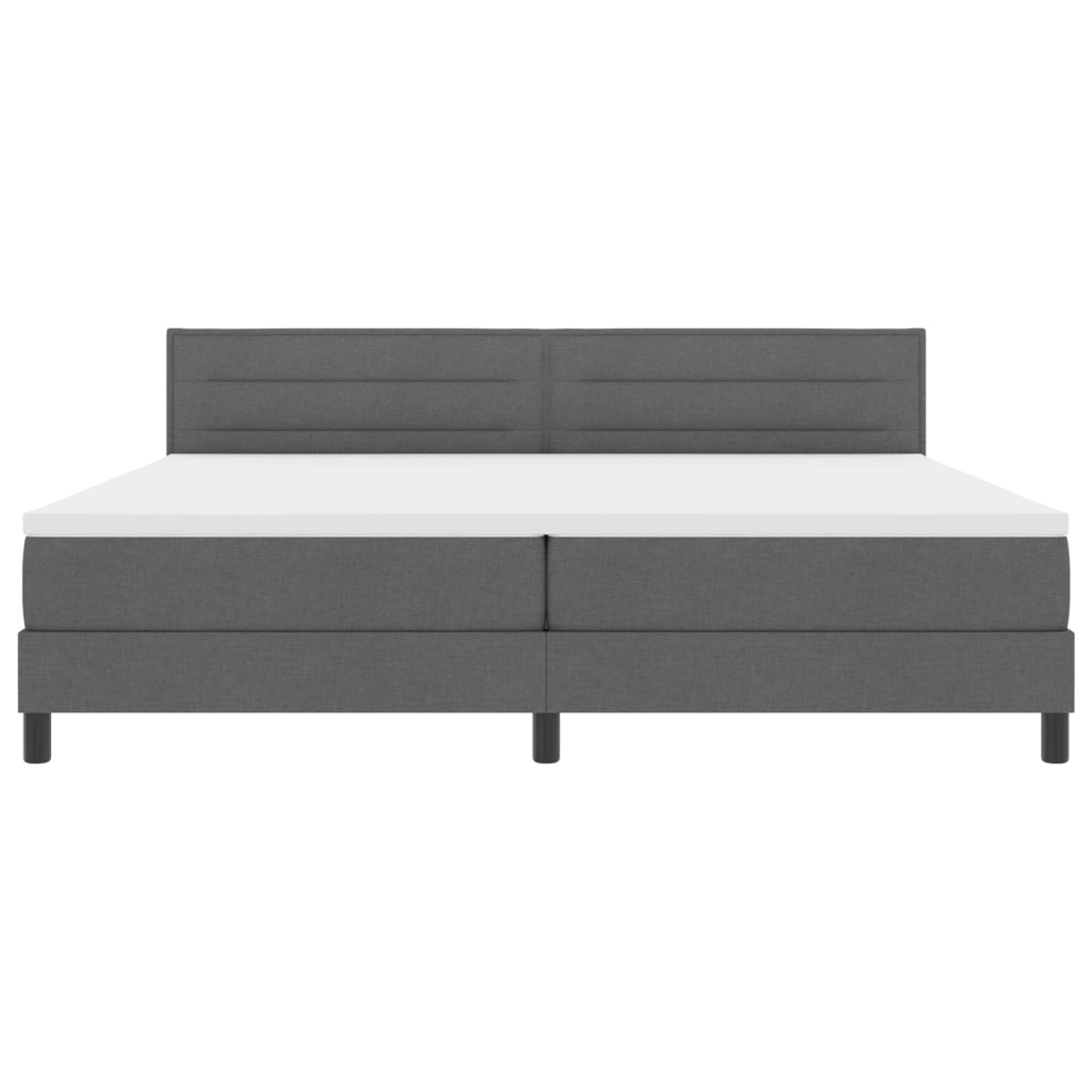 Letto Box Spring con Materasso e LED Grigio Scuro 200x200 cm Tessuto
