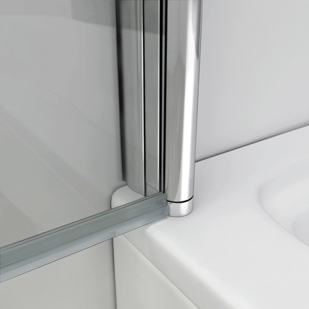 Parete Doccia Per Vasca da Bagno 130x140 cm 3 Ante Movibili Pieghevoli a Libro in Vetro Temperato 6 mm Trasparente Anticalcare Telaio Cromo Lucido