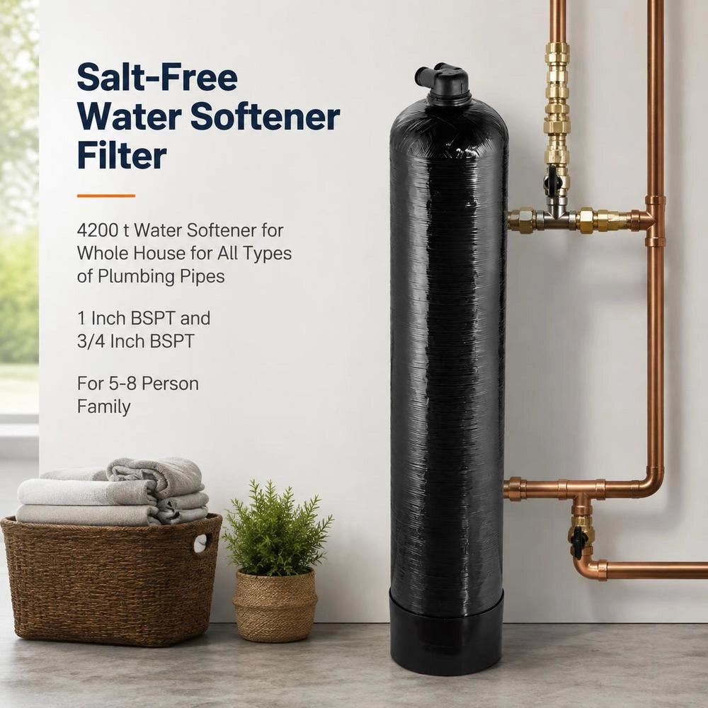 Salt-free Water Softener For Tap Water, 4200 T Water Softener For The Whole House For All Types Of Plumbing Pipes, 1 Inch BSPT And 3/4 Inch BSPT, For 5-8 Person Families