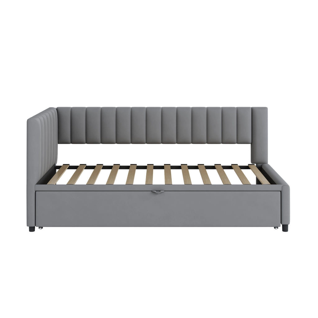 DIVANO LETTO angolare L 90x200 cm in velluto grigio estraibile