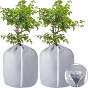 Pacchetto con 2 coperture termiche invernali per vasi, protezione invernale per piante, sacchi di protezione per piante in vaso, copertura per vasi con cerniera e cordino di apertura, sacco per piante traspirante (45*50cm, grigio)