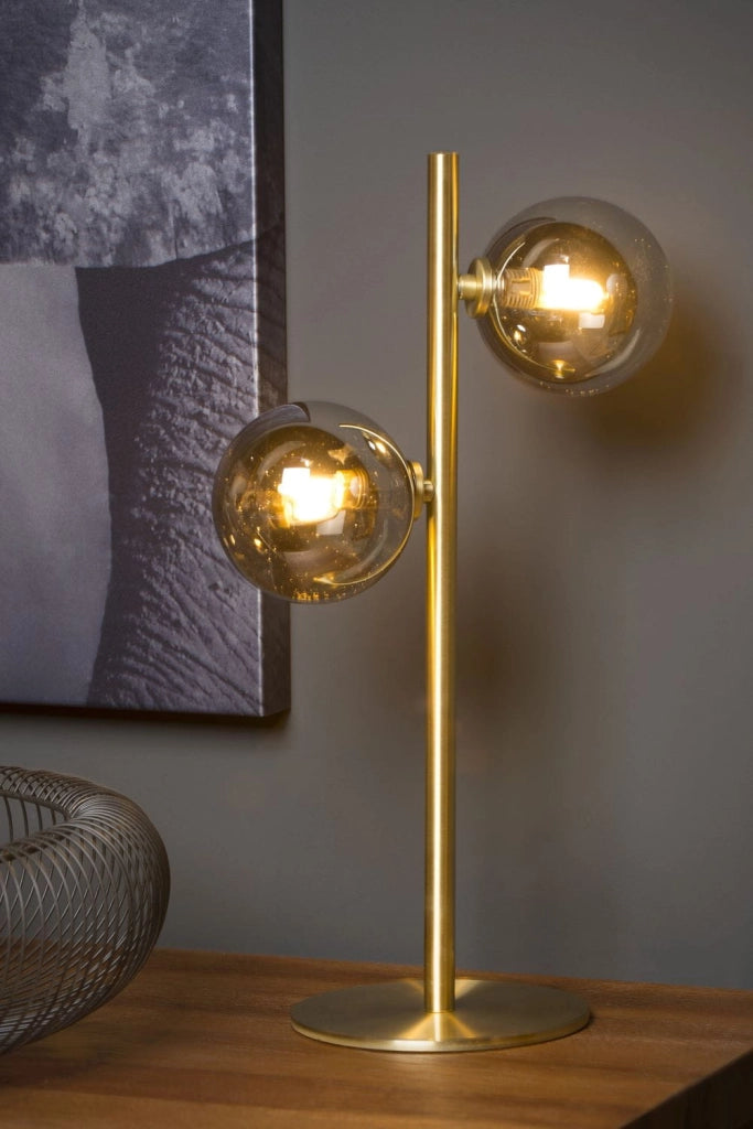 Lucide TYCHO lampada da tavolo 2xG9 oro/grigio metallo/vetro