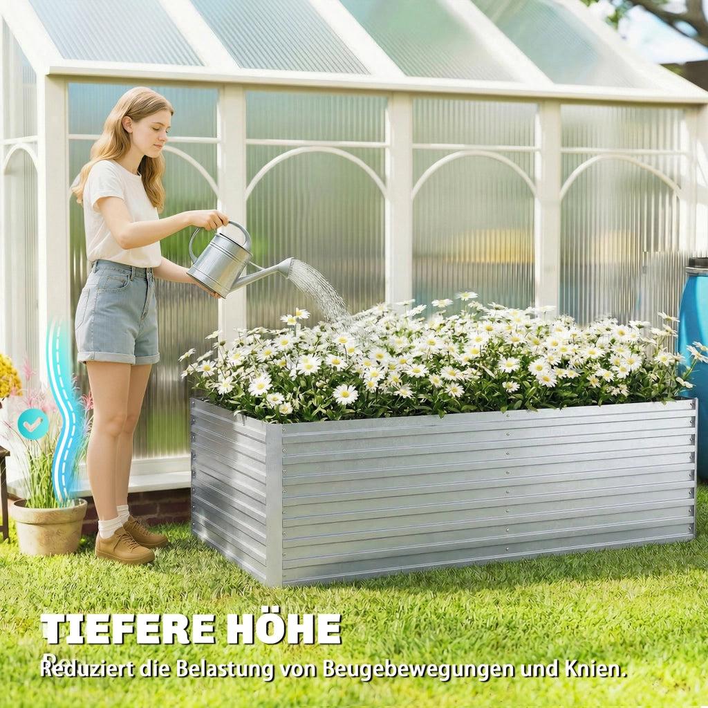 Set di 2 letti da giardino rialzati ¨C zephmum ¨C metallo zincato grigio 180x90x60 cm