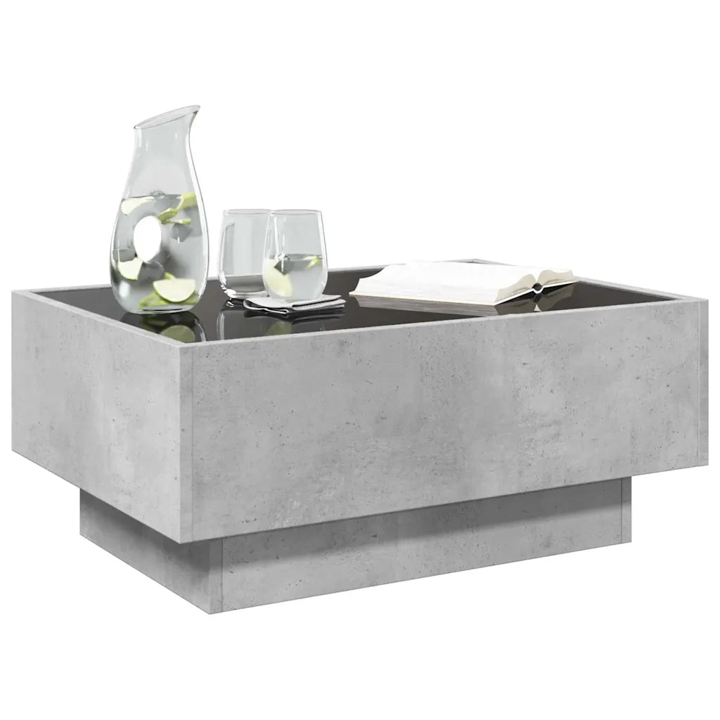 Tavolino Salotto con LED Grigio Cemento 70x50x30 cm Multistrato