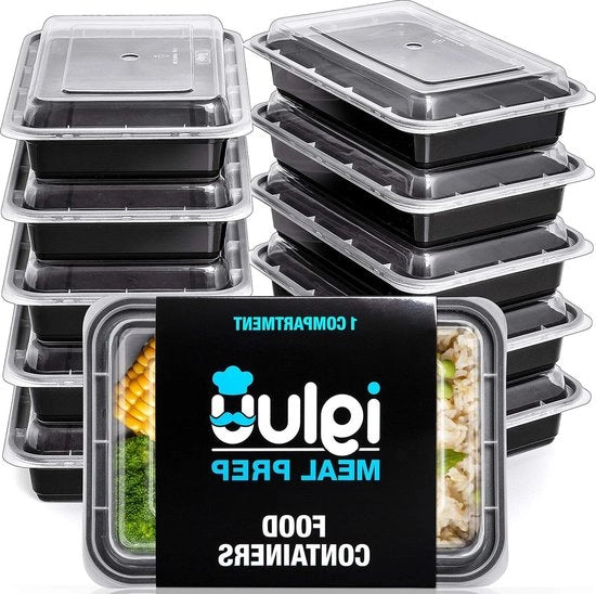 Contenitori per Meal Prep riutilizzabili con coperchi a tenuta dell'aria - Resistenti al forno a microonde - Scatola a stack per Bento - Scatole per cibi in plastica - 10 pezzi 1 compartimento (828 ml) confezione per congelazione
