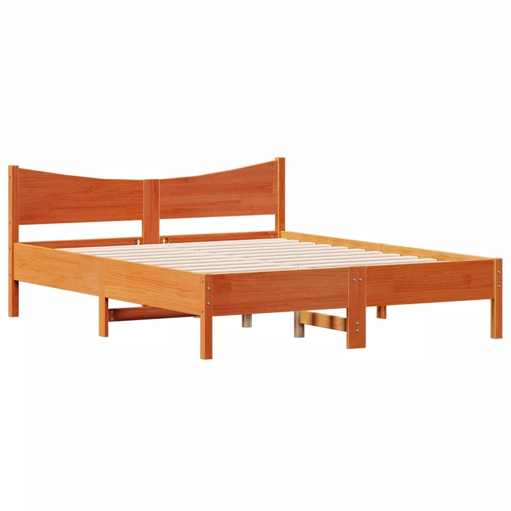 Giroletto senza Materasso Marrone Cera 160x200 cm Legno di Pino 3216365