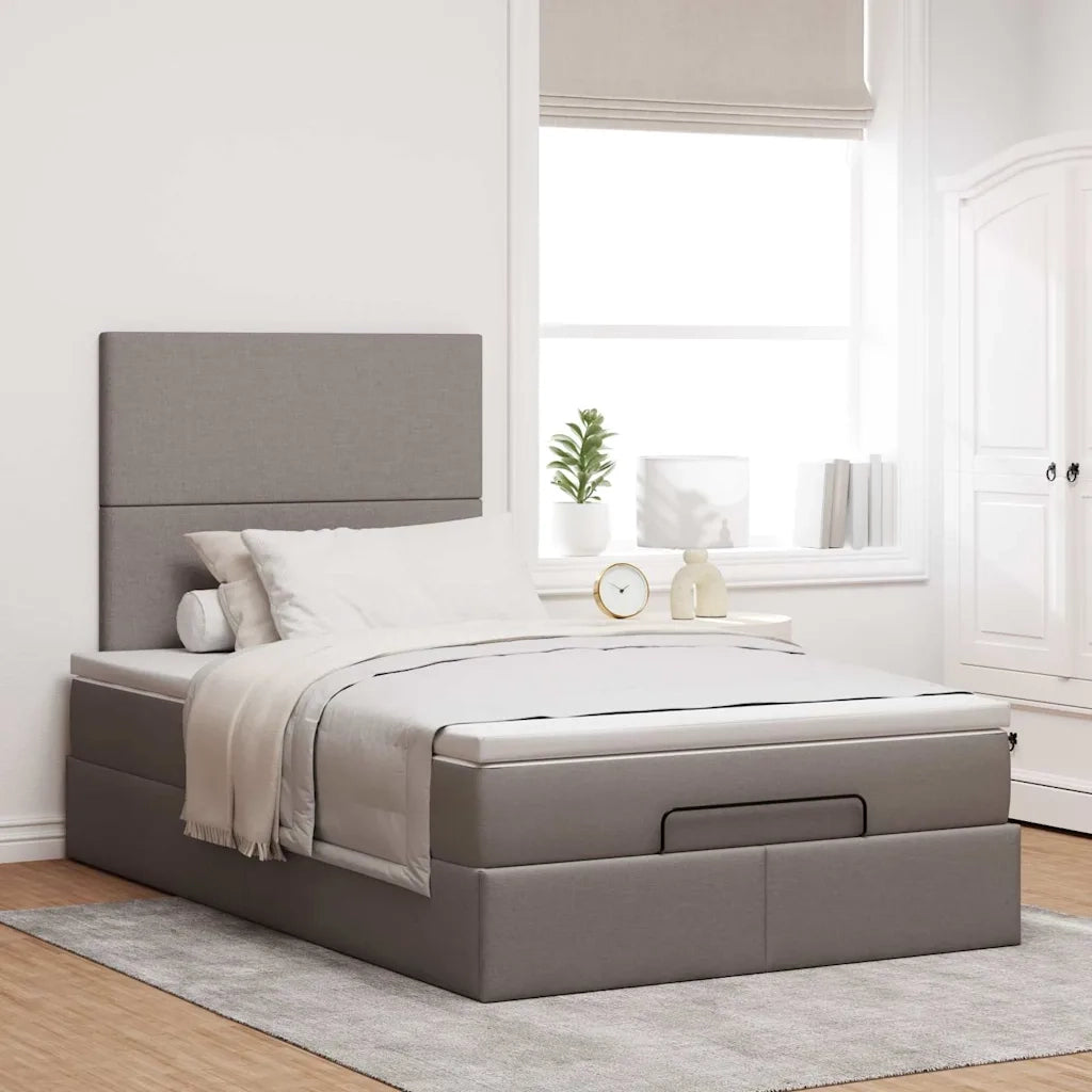 Struttura Letto Pouf con Materasso Tortora 120x190 cm Tessuto 3313061