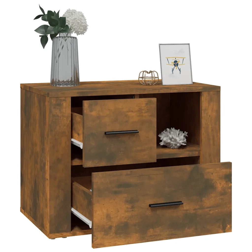 Comodino-Tavolino da notte Rovere Fumo 60x36x45 cm Legno Multistrato