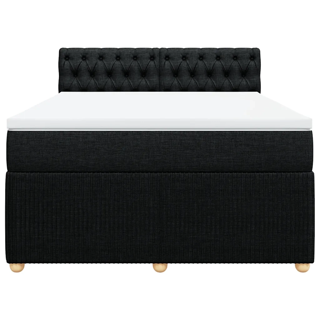 Giroletto a Molle con Materasso Nero 140x200 cm in Tessuto
