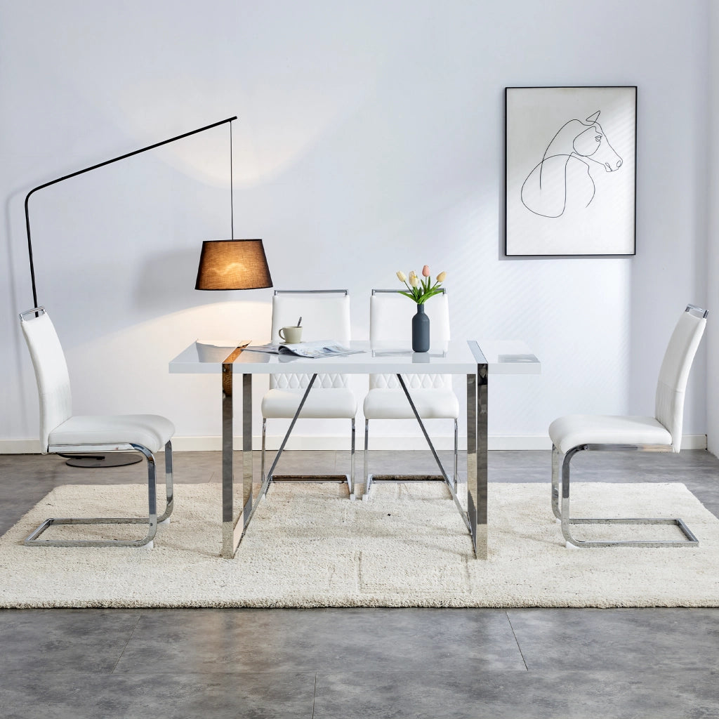 SEDIA ergonomica 42x48x95 cm bianco con schienale in PU e lino