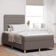 Letto Box Spring con Materasso & LED Tortora 120x190 cm Tessuto