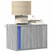 vidaXL Comodini a Parete con luci LED 2 pz Grigio Sonoma