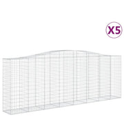 Cestini gabbioni recinzione a gabbia muro di contenimento ad arco 5 pezzi 400 x 50 x 140/160 cm ferro zincato argento 02_0040942