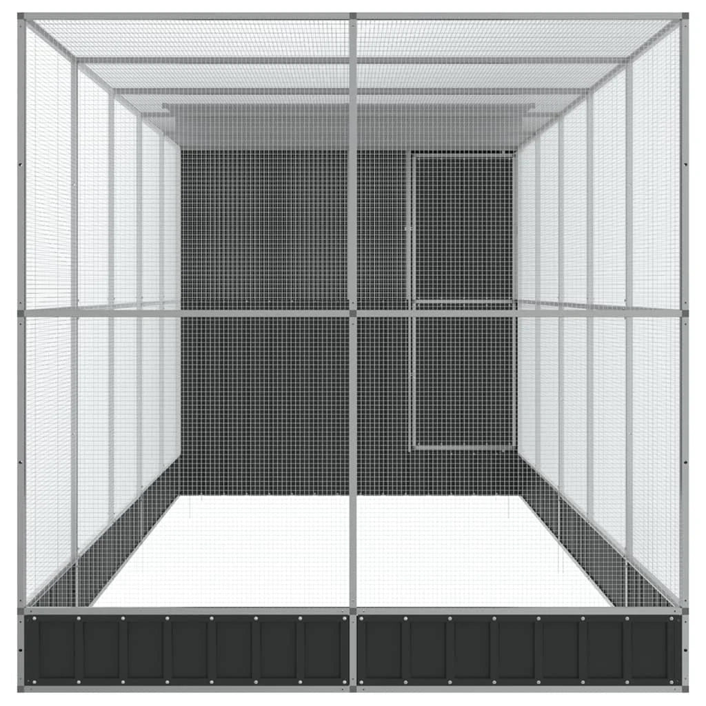 Voliera a gabbia con estensione in argento 623 x 203 x 216 cm acciaio argento 02_0045658
