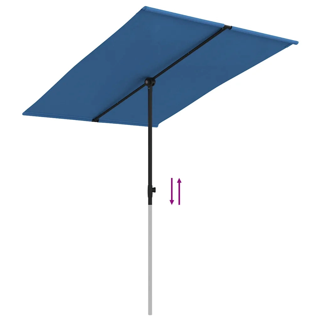 Ombrello | Parasolne da Giardino con Palo in Alluminio 2x1,5 m Azzurro