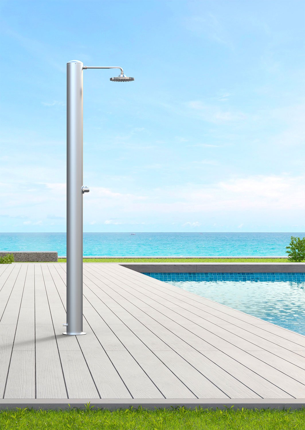 Doccia Solare da Giardino 28 L Soffione Eco Rain e Miscelatore Temporizzato Tevere TX Satinato