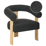 Poltrona nero e marrone chiaro con rivestimento in bouclé design retrò gambe in legno per soggiorno