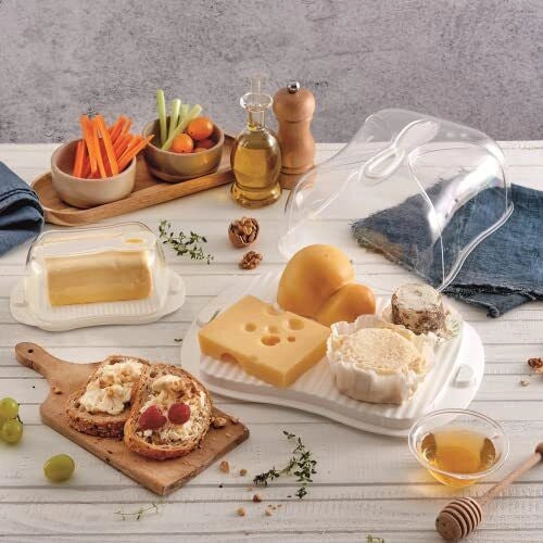 Snips 00863 Burriera Portaburro 0.5 L con Coperchio Trasparente Spalma Burro 2 Chiusure Sicurezza BPA Free colore Bianco
