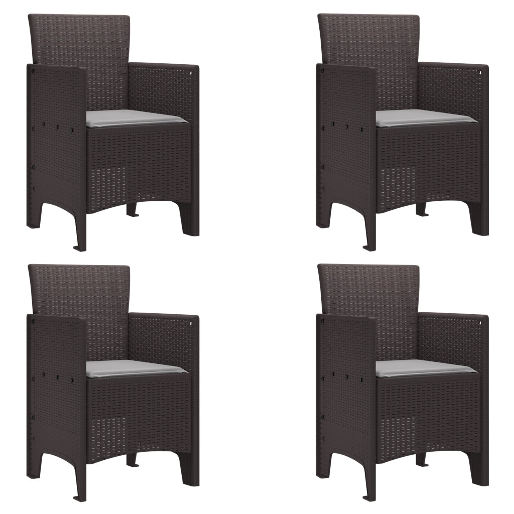 Sedie da Giardino con Cuscini 4 pz Marrone Poly Rattan