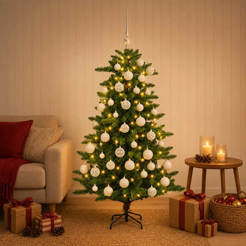 Albero di Natale Artificiale con Palline 150 cm 150 LED 3461381