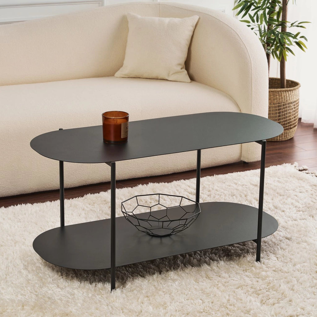Verzate, Tavolino da Salotto un Vano, 100x45x51h cm Nero