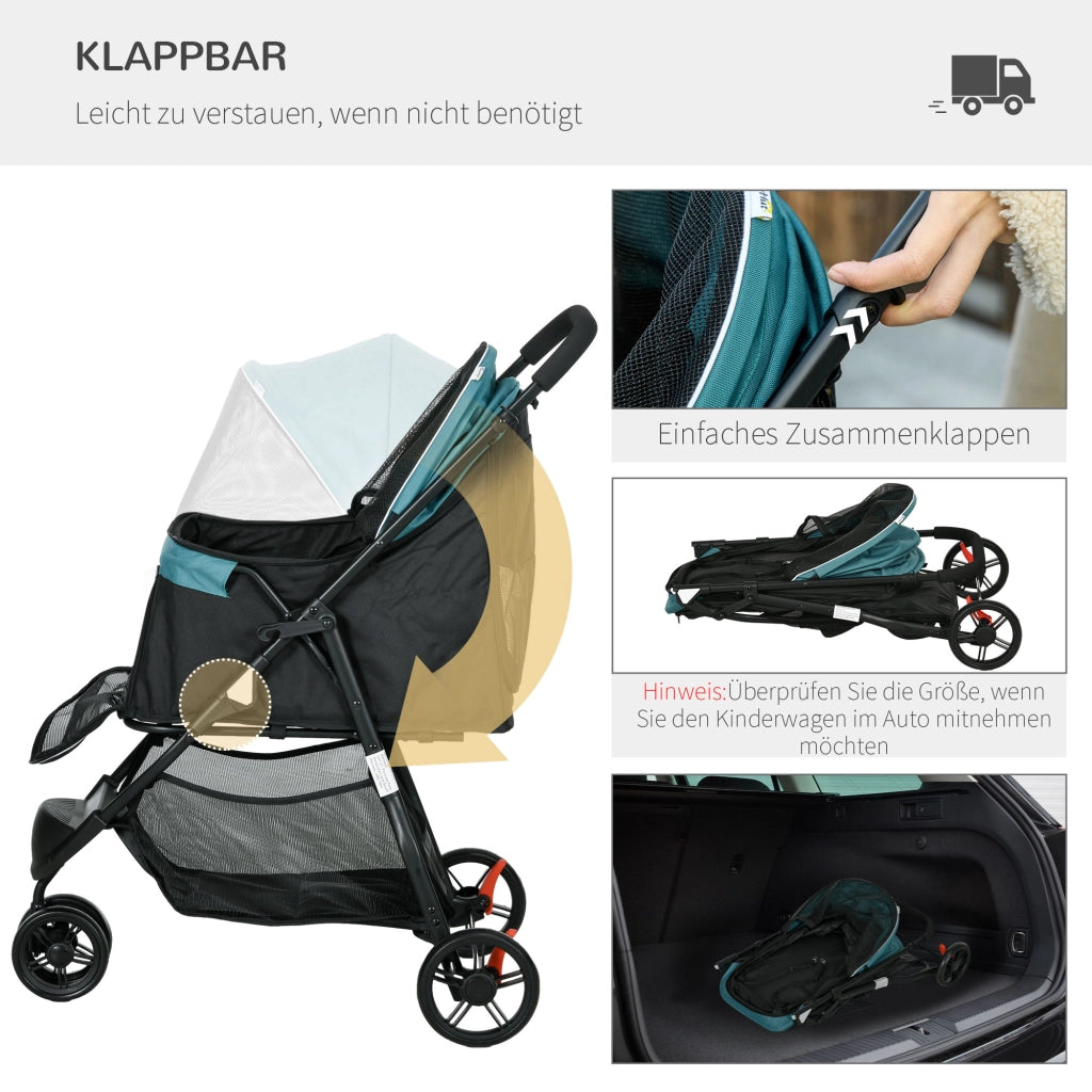 Carrello per animali domestici pieghevole ¨C Zephmum ¨C Blu e Nero con ombrellone