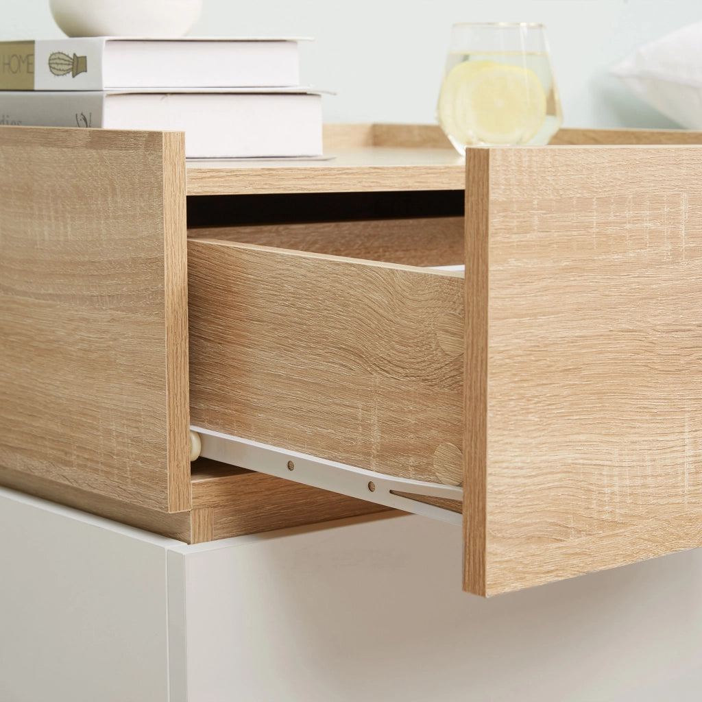 Easycomfort Comodino con 2 Cassetti in Legno, Design Moderno e Impilabile, 50x40x47.5cm