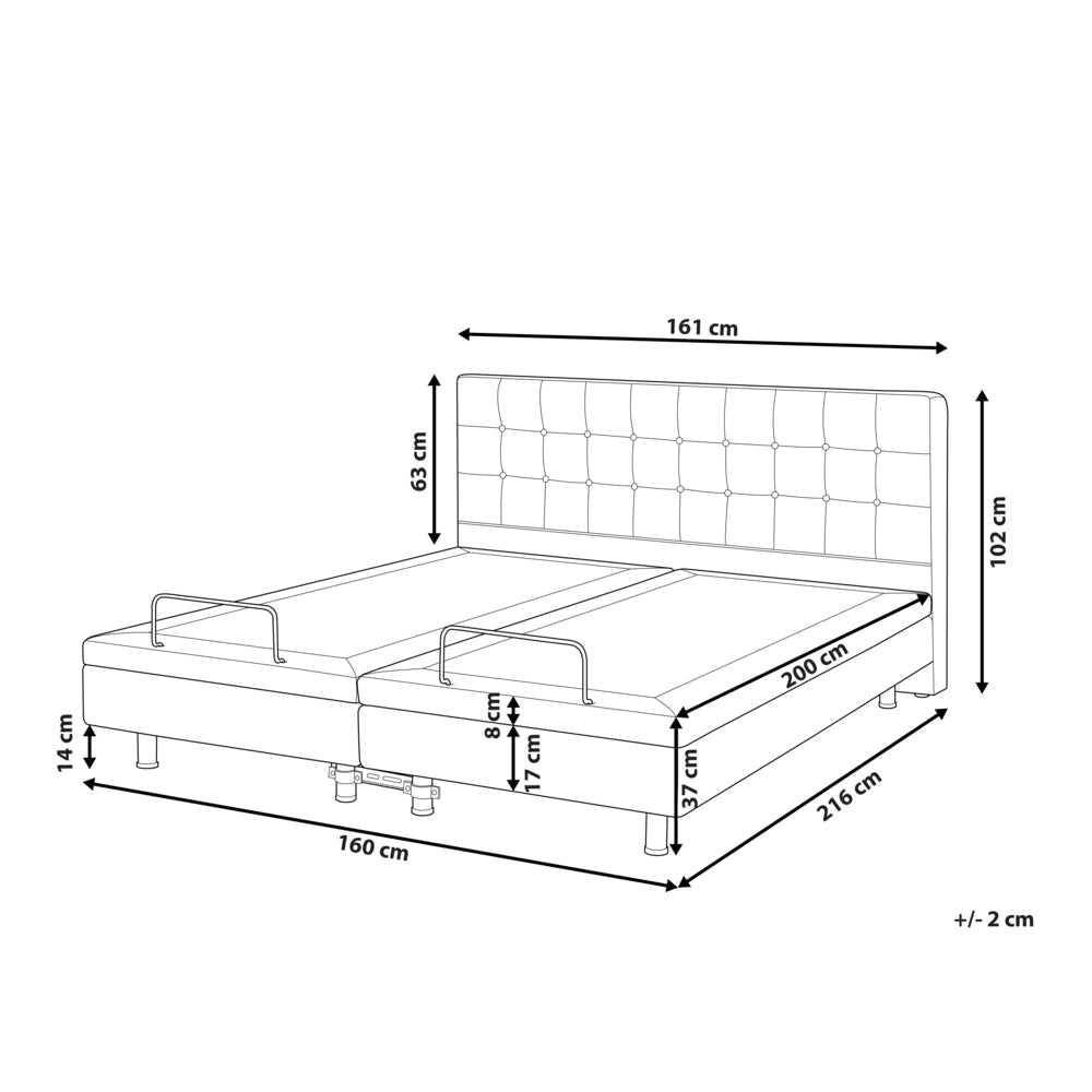 Letto moderno regolabile elettricamente con telecomando in tessuto beige chiaro 160 x 200 cm