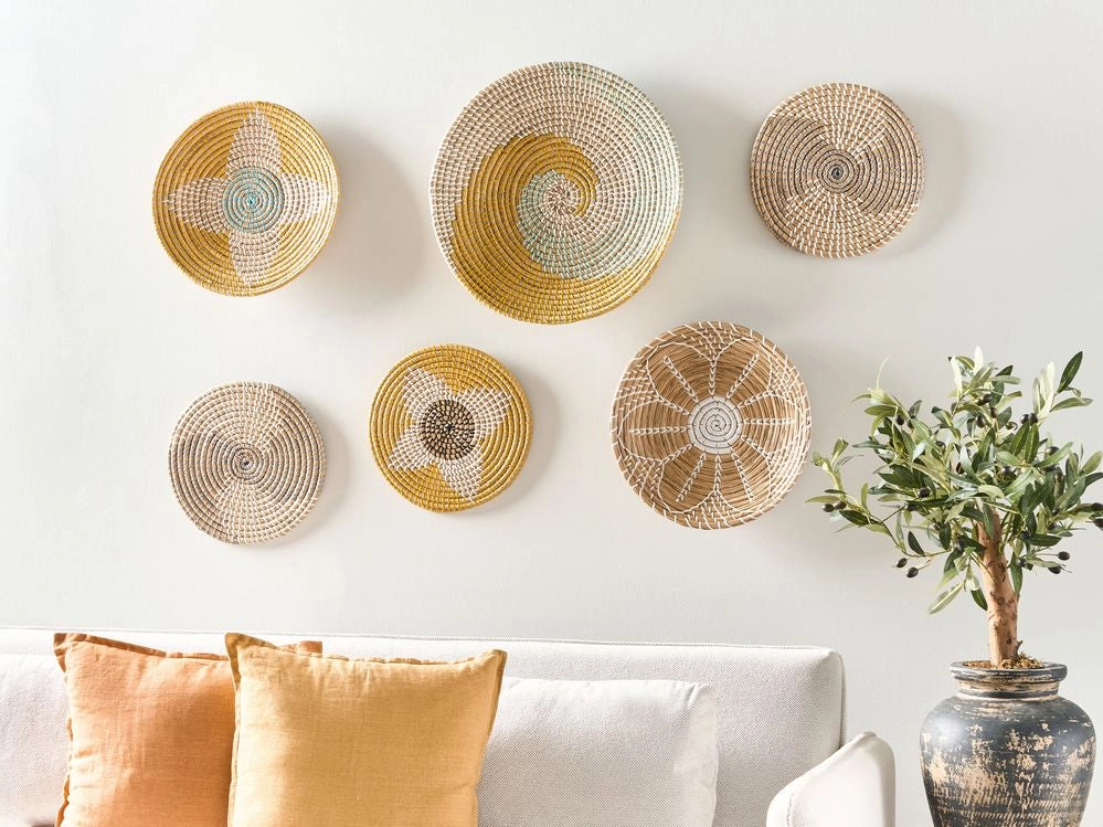 Set di 6 decorazioni in alghe naturali con decorazioni da parete in stile africano