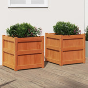 Fioriere da Giardino 2pz Marrone Cera Legno Massello di Pino 837429