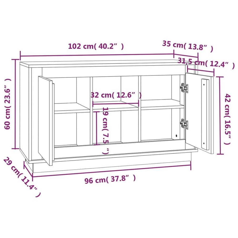 Sideboard White 102x35x60 Cm Wood-based Material