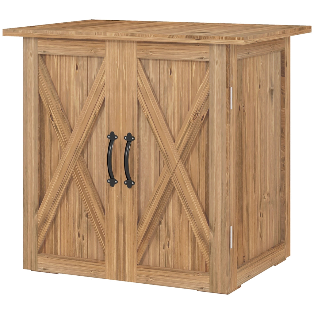 Casetta da Giardino in Legno a 2 Ante con Maniglie ¨C zephmum ¨C Marrone 77x55x72 cm