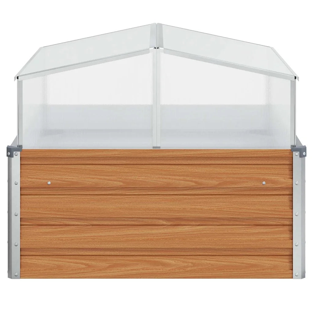 Fioriere | Cassetta per fiori | Vaso da giardino con serra Marrone Chiaro 100 x 100 x 77 cm