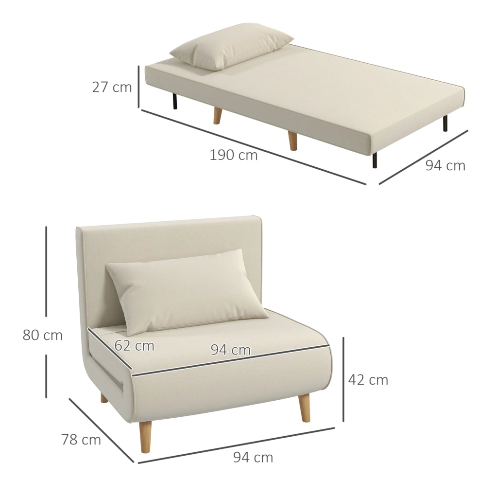 Divano letto singolo scandinavo con schienale regolabile