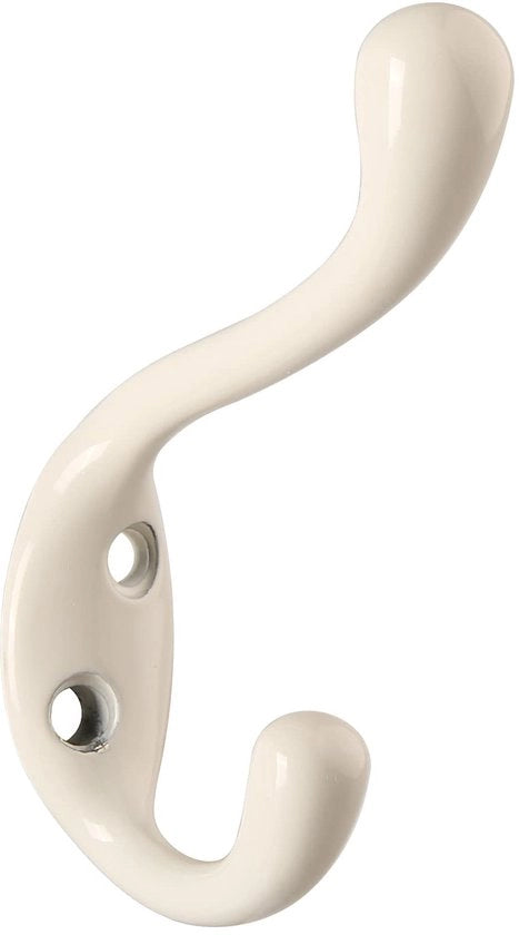6 pacchi di ganci a doppia capocciatura, con 12 viti, ganci vintage in stile antico, grandi, robusti per cappelli, abiti e asciugamani (bianchi)