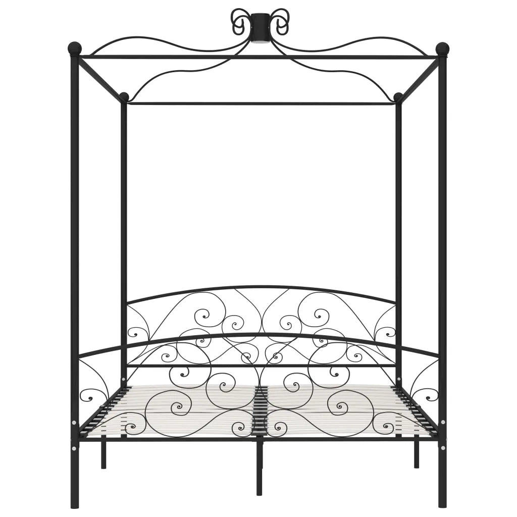 Letto a Baldacchino Nero in Metallo 160x200 cm 284478
