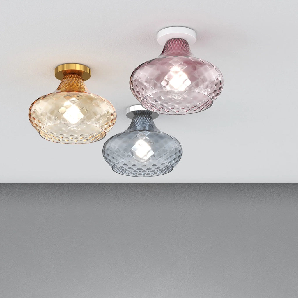 Plafoniera Contemporanea Dress Metallo Cromo Vetro Blu 1 Luce E27