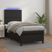 Giroletto a Molle con Materasso e LED Nero 100x200cm Similpellecod mxl 99043