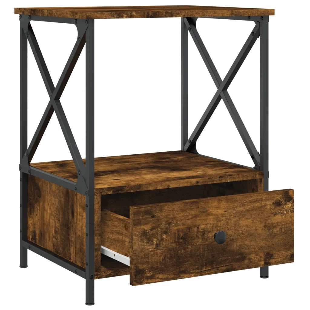 Comodino | Armadio da Notte | Mobiletto da notte Rovere Fumo 50x41x65 cm in Legno Multistrato