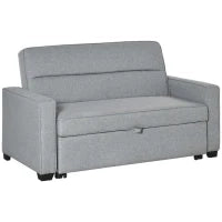 Divano Letto a 1 Piazza in Tessuto, Seduta 2 Posti e Schienale a 3 Reclinazioni, 154x87x89cm