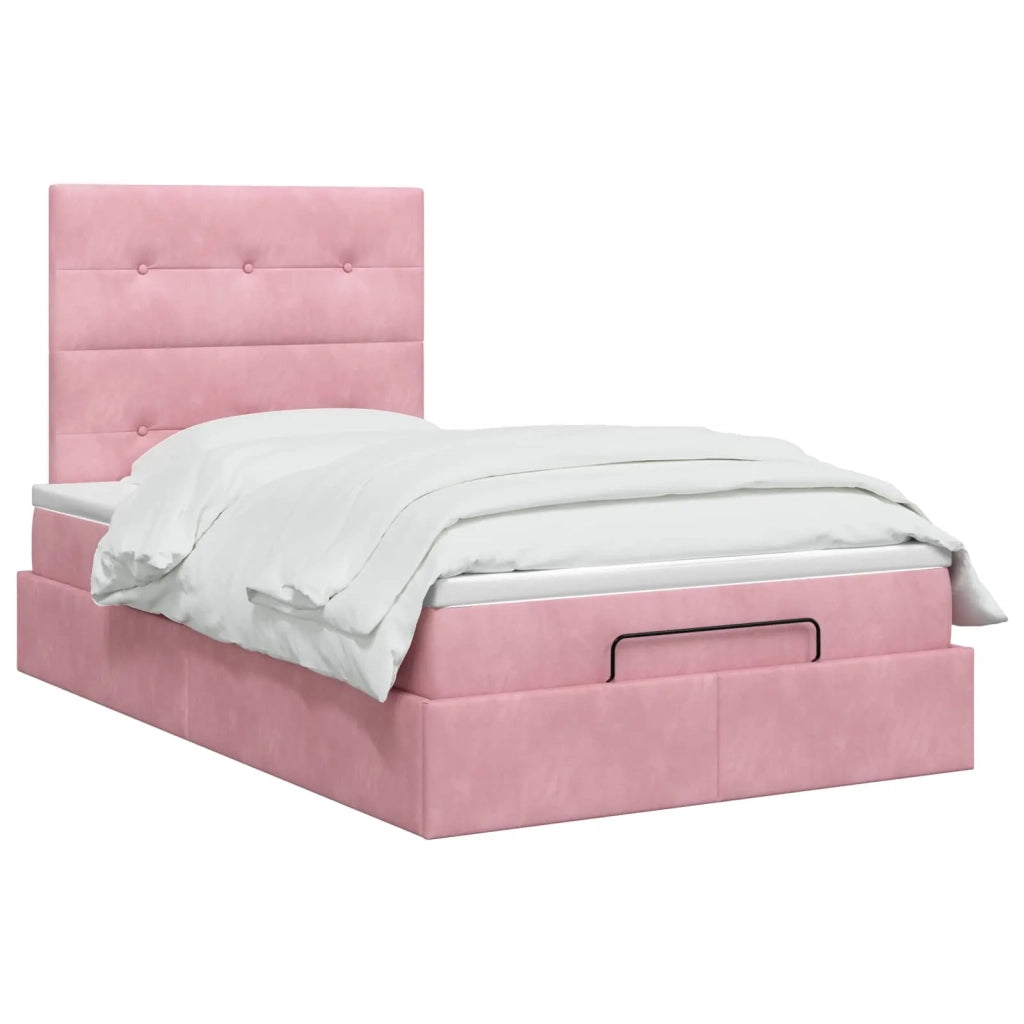 Letto ottomano con materasso Rosa 120 x 190 cm Velluto 3457712