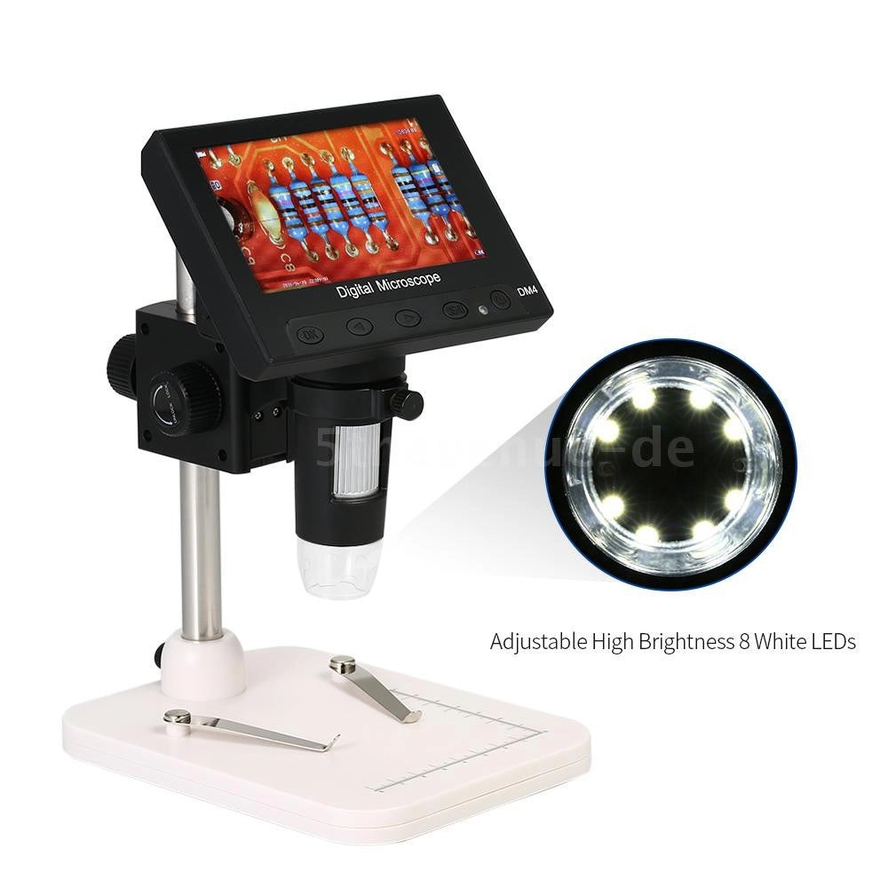 Trade Shop - Microscopio Elettronico Digitale Usb Ingrandimento Zoom 1000x Regolabile 8 Led -