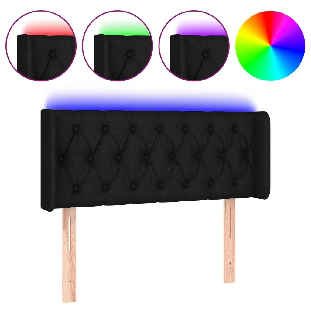Testiera a LED-Testata con LED Nera 93x16x78/88 cm in Tessuto 764232