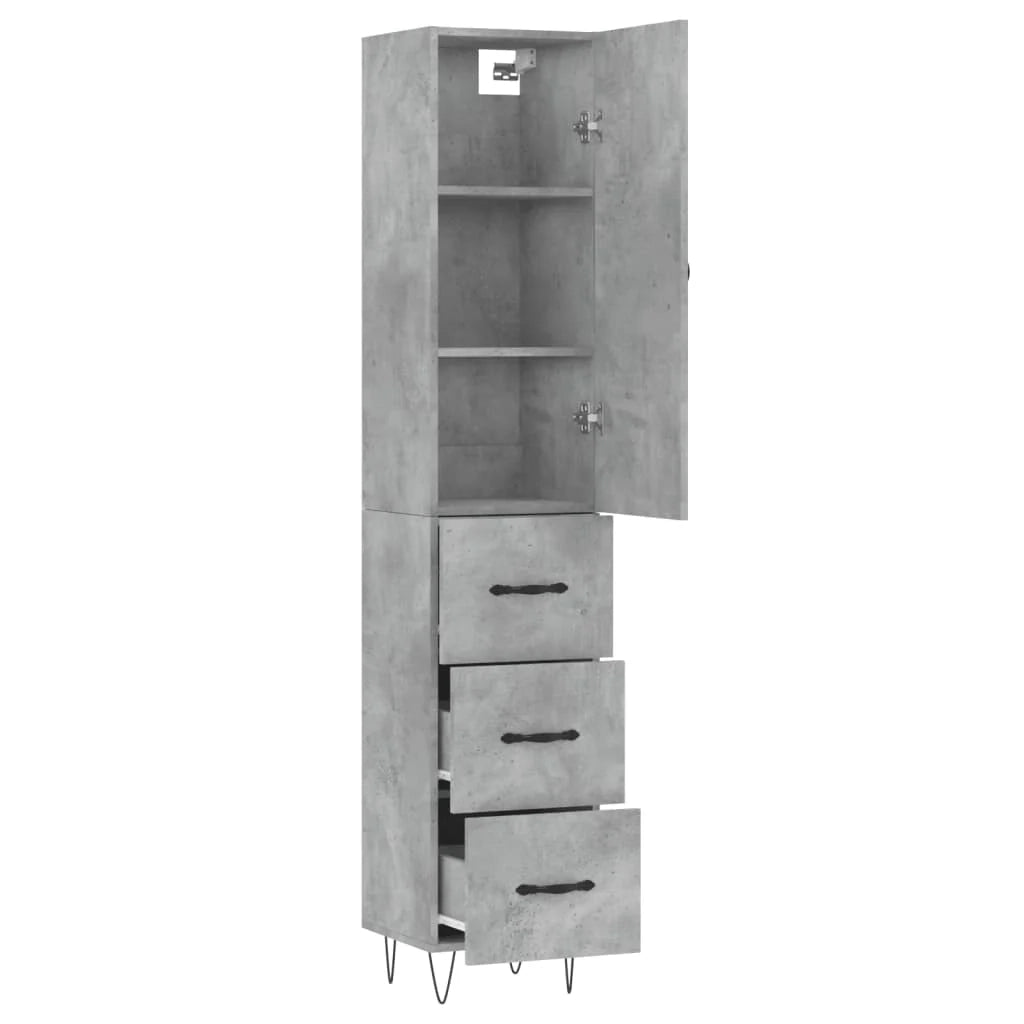 Buffet credenza cassettiera mobiletto mobile contenitore organizer cucina soggiorno salotto alto 34,5 x 34 x 180 cm legno ingegnerizzato grigio 02_0034380